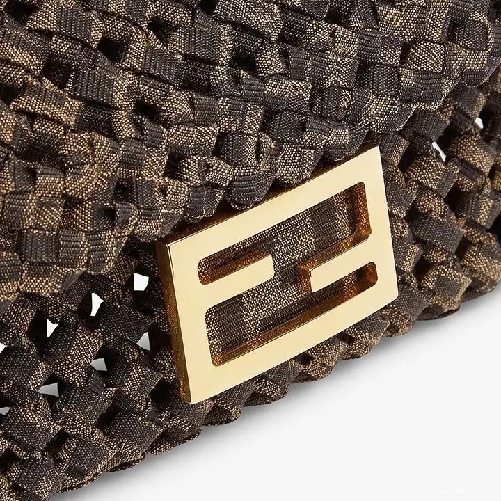 Affordable Mini Fendi In Coffee Bag Interlace Fabric Baguette 0630